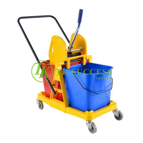 Double Wringer Mop Bucket with Plastic Frame