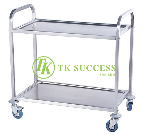 Stainless Steel 2 Tiers Serving Trolley