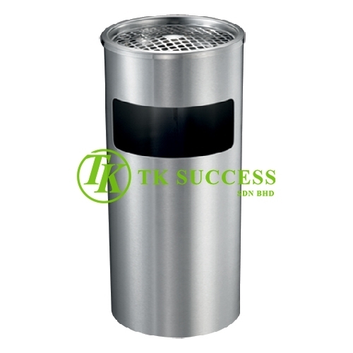 Stainless Steel Round Waste Bin c/w Ashtray Top