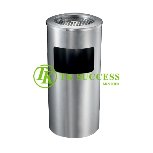 Stainless Steel Round Waste  Bin c/w Ashtray Top