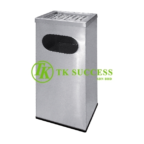 Stainless Steel Rectangular Waste Bin c/w Ashtray Top