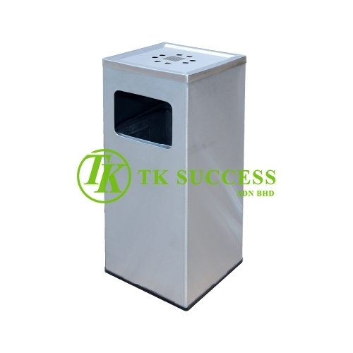 Stainless Steel Square Waste Bin c/w AshtrayTop