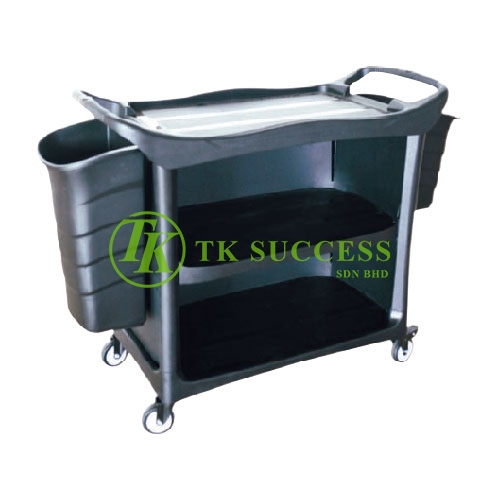 3 Tiers Utilities Cart C/W 3 Sides Cover & Bucket (Black)