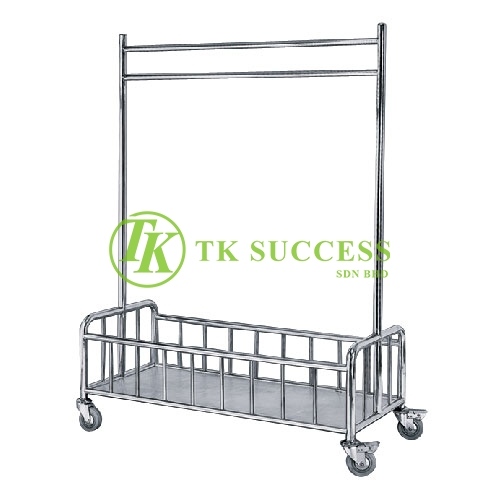 Stainless Steel Linen Hanging Trolley C/W Bottom Basket Compartment