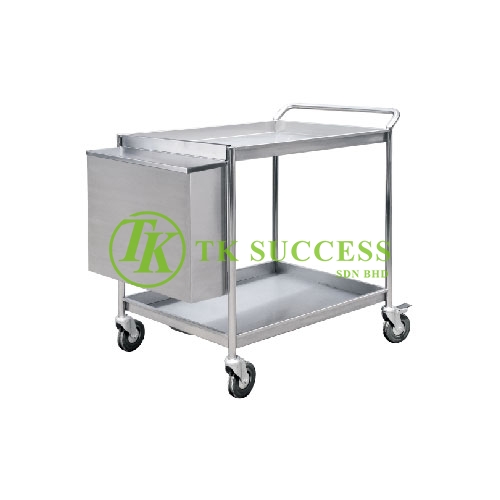 Stainless Steel 2 Tiers Trolley C/W Hanging Bin