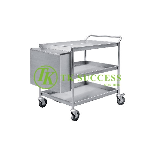 Stainless Steel 3 Tiers Trolley C/W Hanging Bin