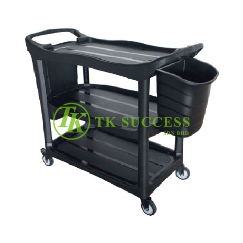 3 Tiers Utilities Cart C/W Bucket - Black