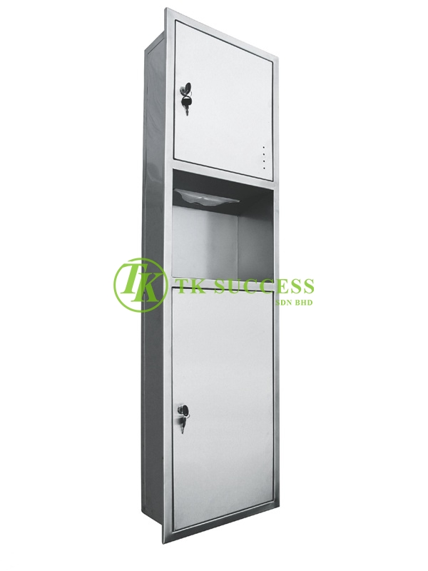 Stainless Steel 2 in 1 Paper Towel Dispenser & Disposal Bin (Wall Recess)