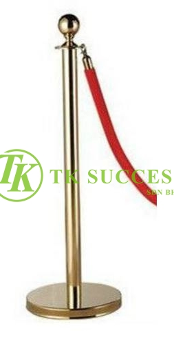Gold Brass Velvet Rope Q-Up Stand (Ball Top)
