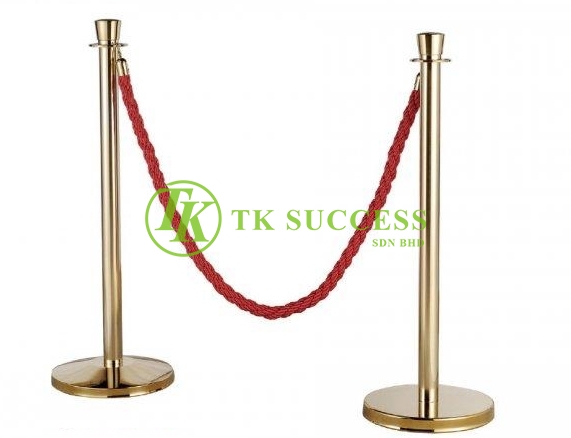 Gold Brass Velvet Rope Q Up Stand (Crown Top)