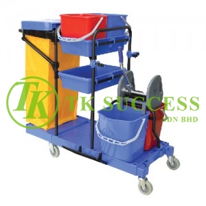 Multifunction Janitor Cart with Double Wringer Bucket 310 (Blue)