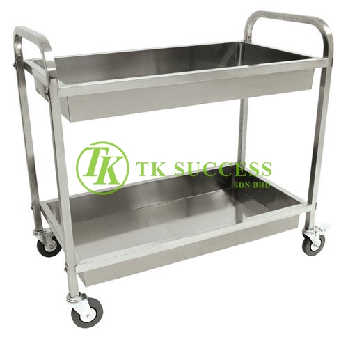 Stainless Steel 2 Tiers Food Trolley (Bowl Design)