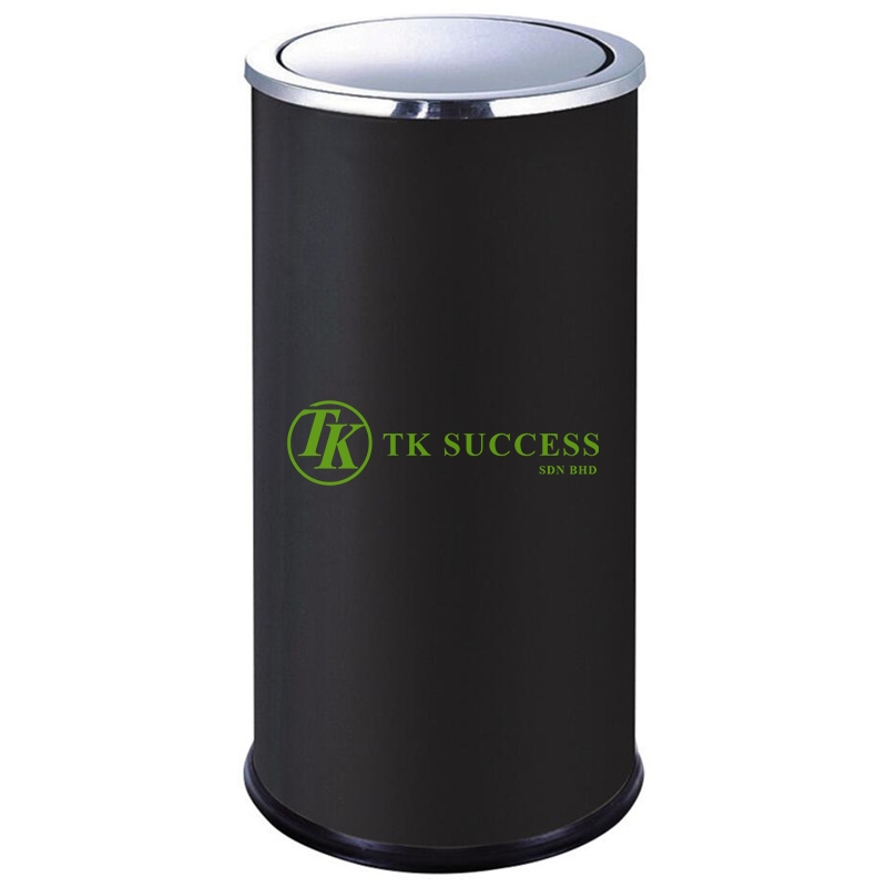 Black Powder Coated Flip Top Bin