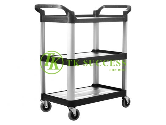 Black 3 Tier Utilities Cart with Aluminum Frame