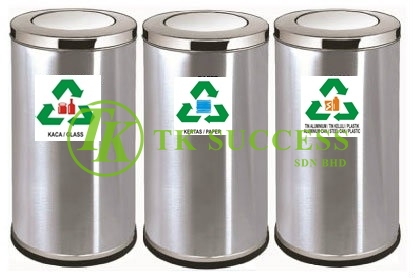 Stainless Steel Round Recycle Bin Flip Top 383