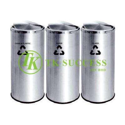 Stainless Steel Round Recycle Bin Flip Top 363